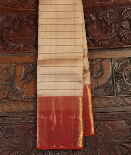 Beige Handwoven Kanjivaram Silk Saree T4399171