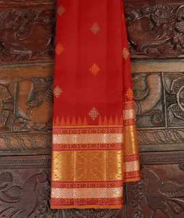 Red Handwoven Kanjivaram Silk Saree T4574251