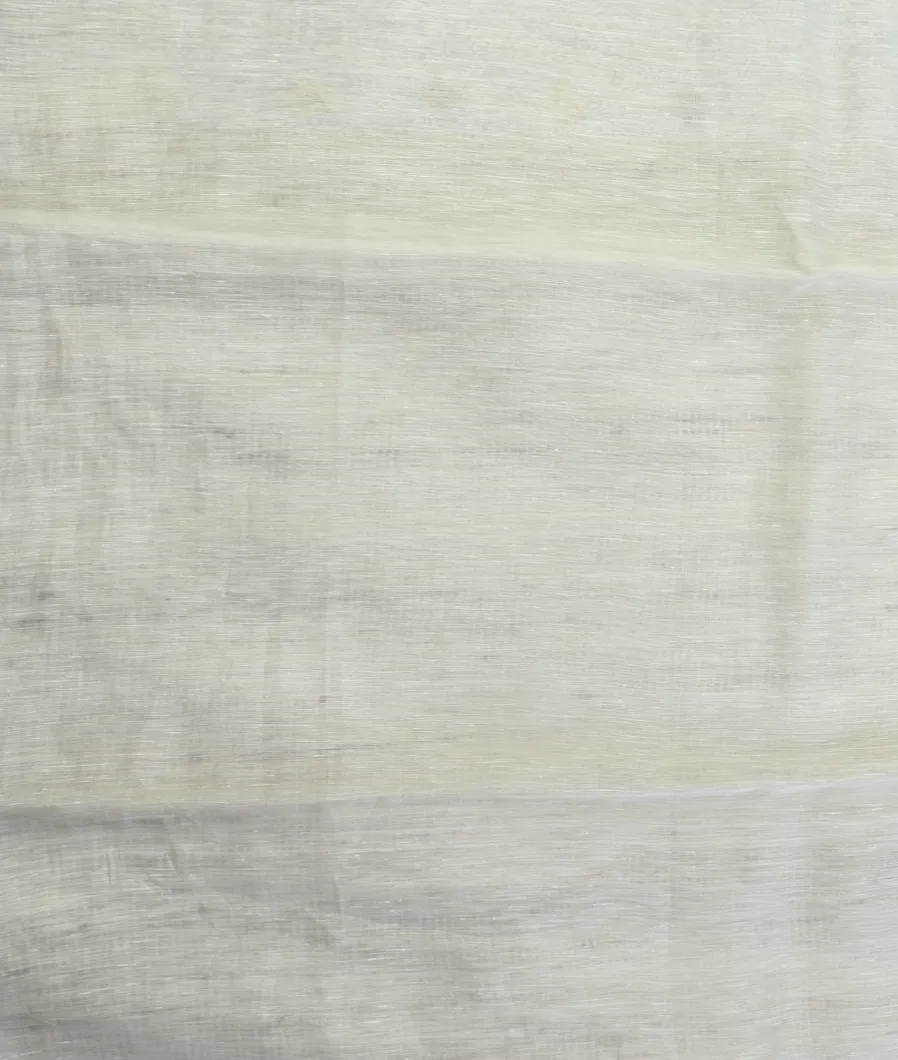 White Handwoven Linen Saree T2811903