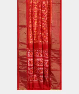 Red Ikat Silk Saree T4193272