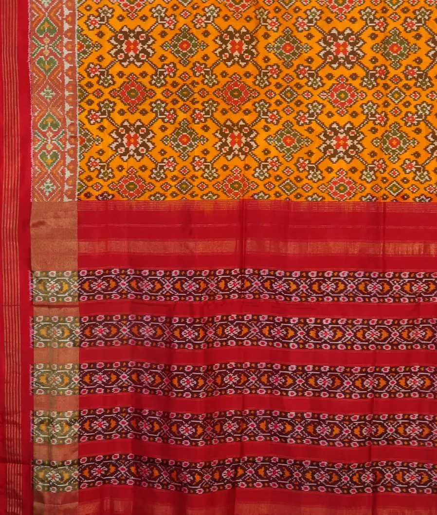 Mustard Yellow IKat Silk Saree T4193424