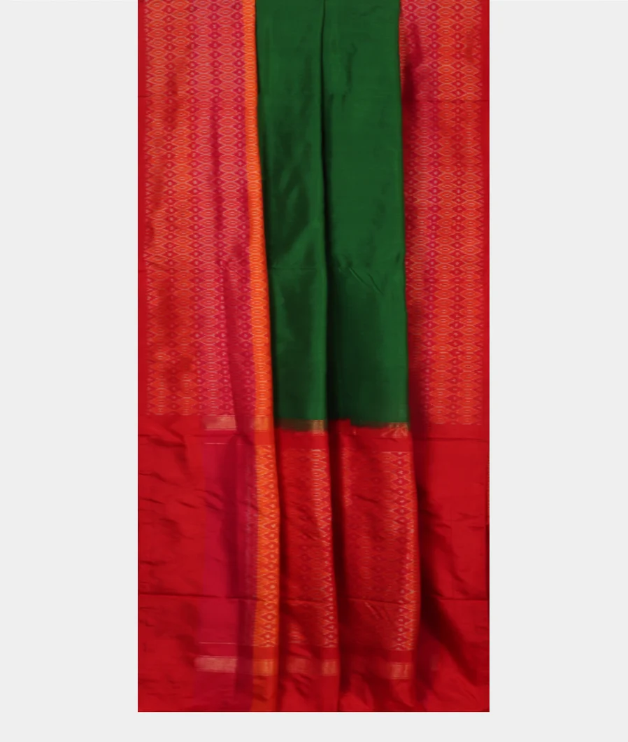 Bottle Green  Ikat Silk Saree T4648142