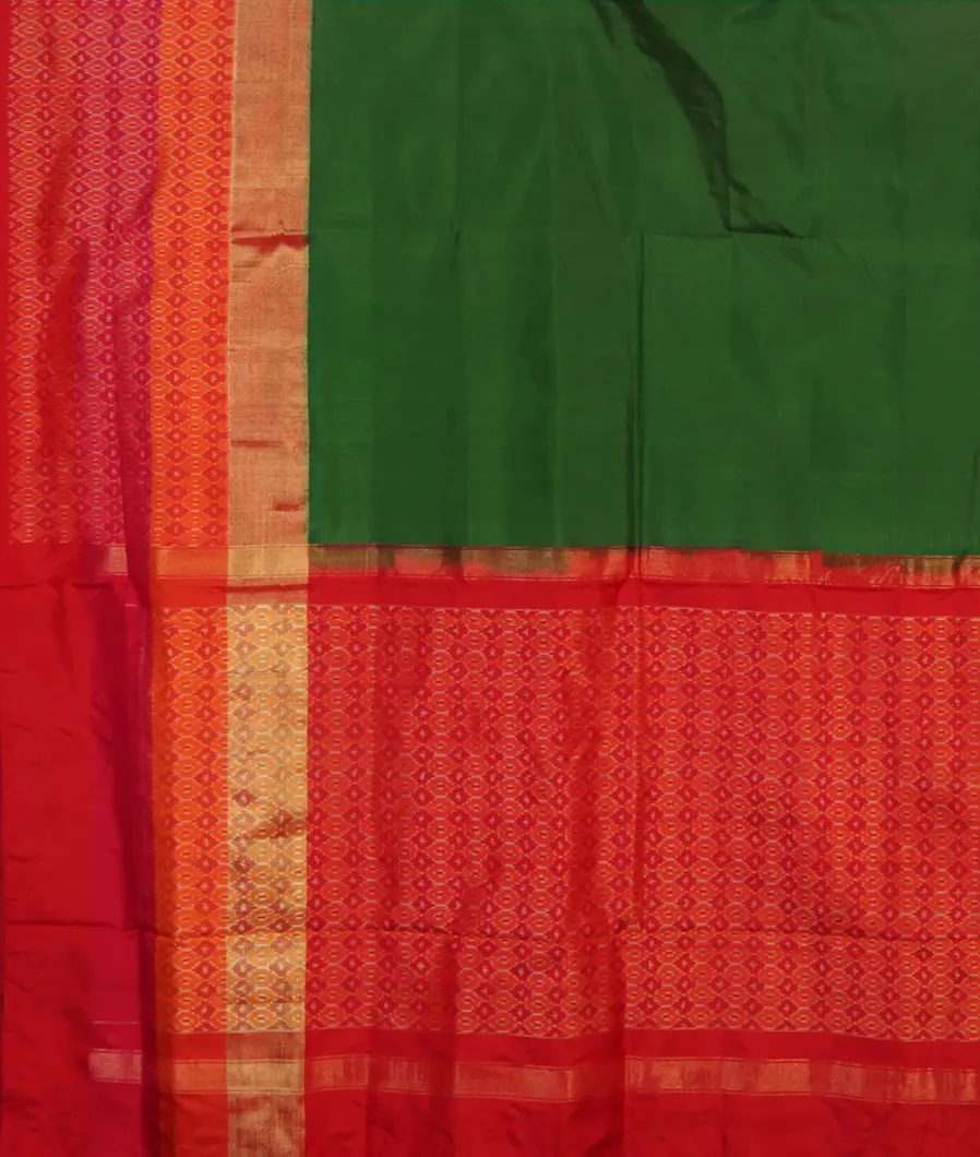 Bottle Green  Ikat Silk Saree T4648144