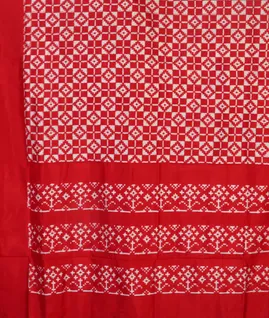 Red Ikat Silk Saree T4183344