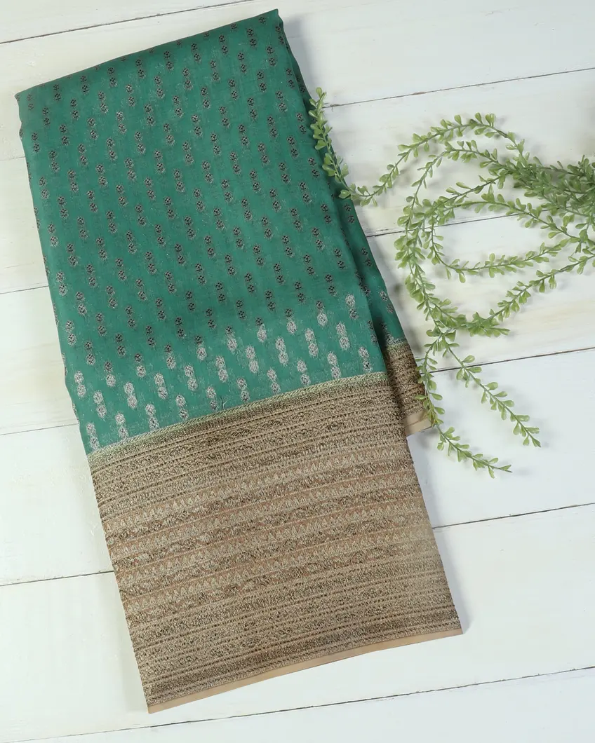 Bluish Green Banaras Organza Saree T463646-image