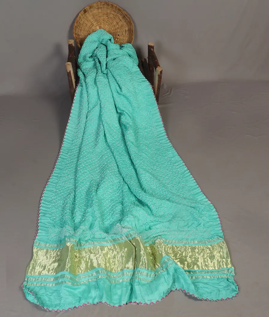 Blue Bandhani Gajji Silk Saree T4567652