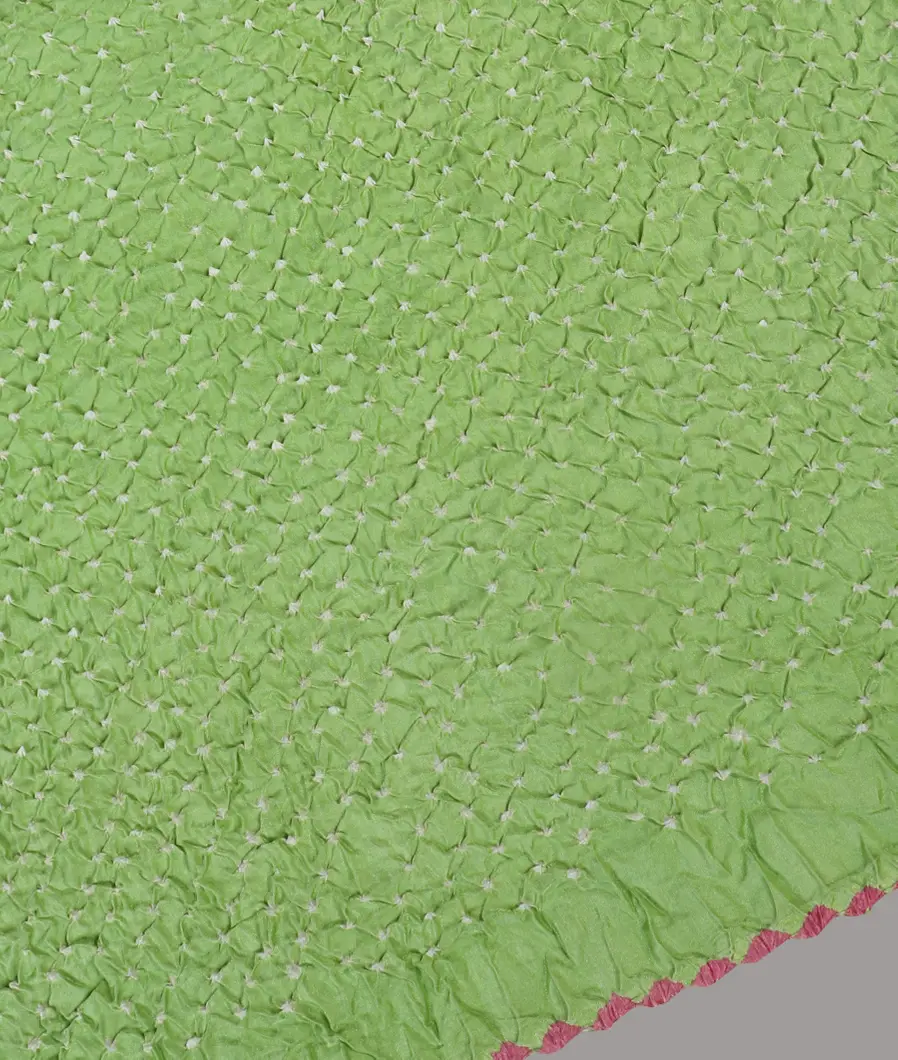 Green Bandhani Gajji Silk Saree T4567544