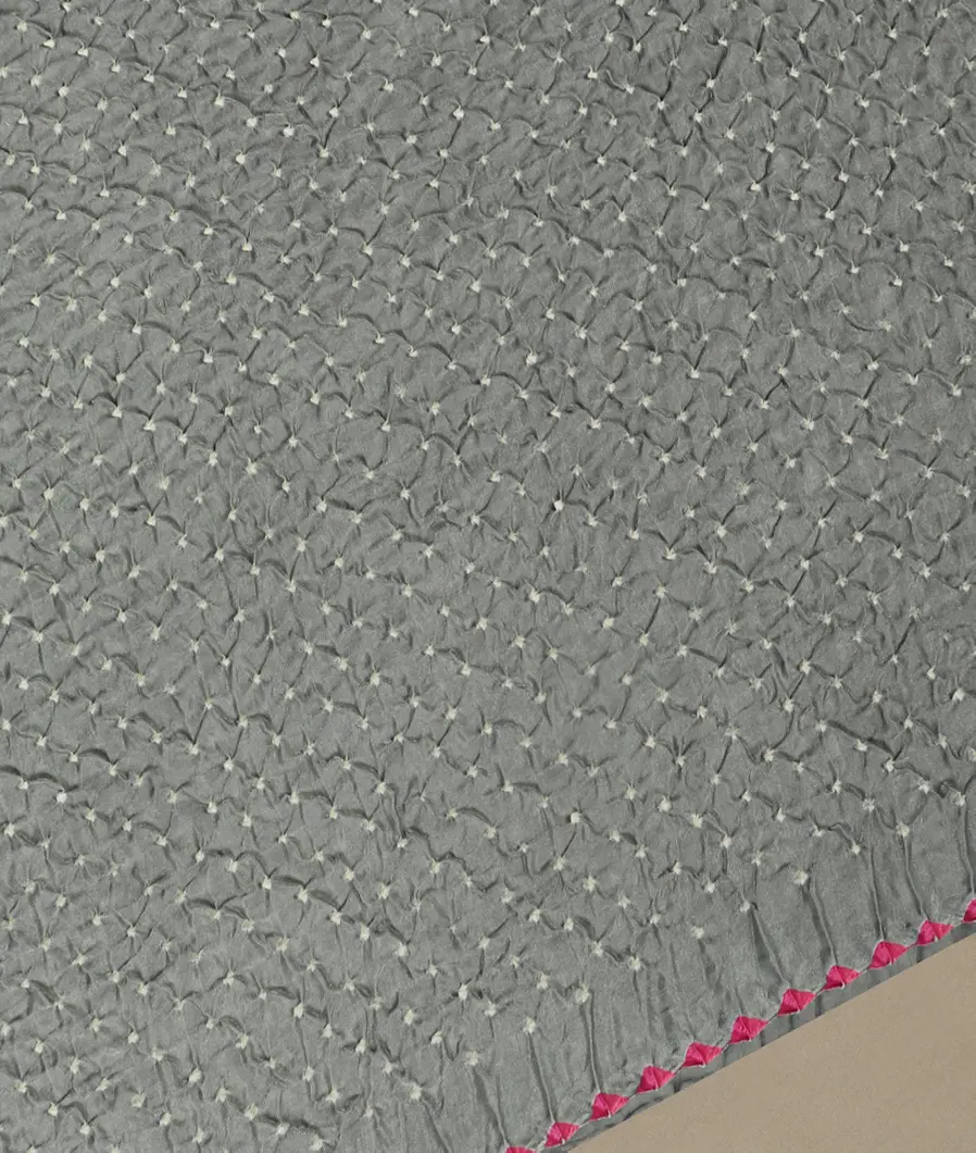 Grey Bandhani Gajji Silk Saree T4567564