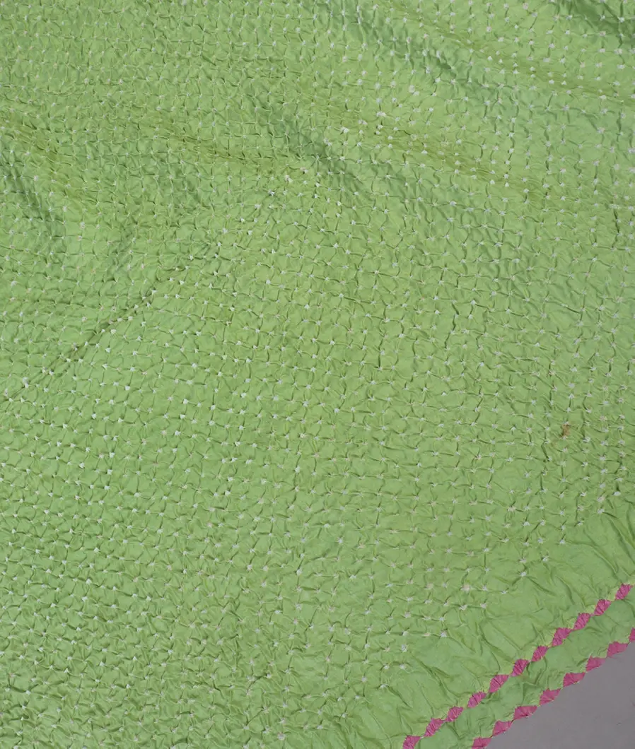Light Green Bandhani Chaniya Silk Saree T4650512