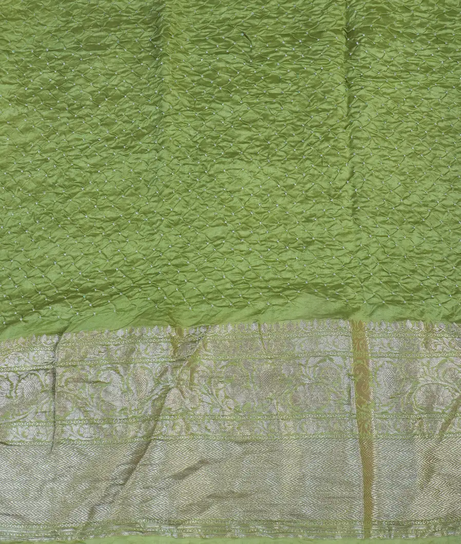 Light Green Bandhani Chaniya Silk Saree T4650513