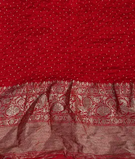 Red Bandhani Chaniya Silk Saree  T4650573