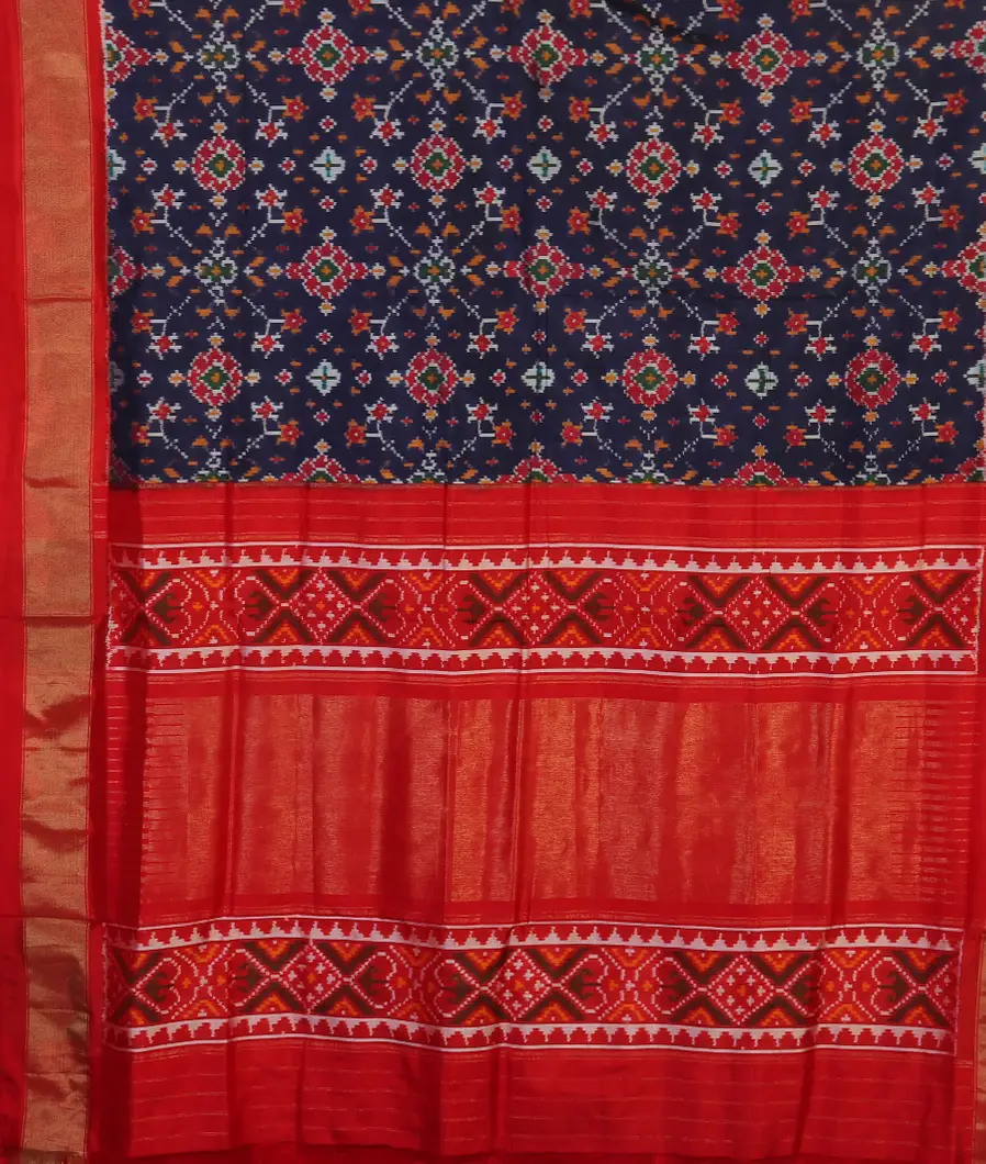 Blue IKat Silk Saree T4193324