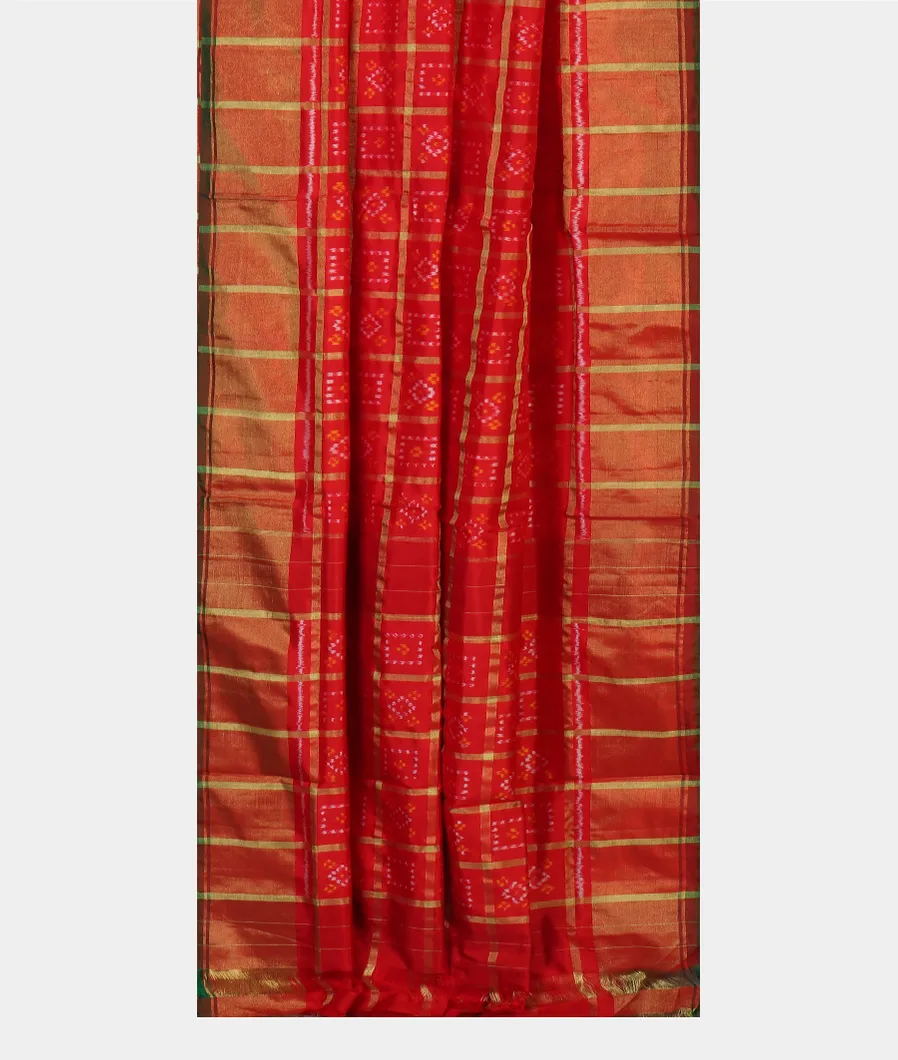 Red IKat Silk Saree T3582372
