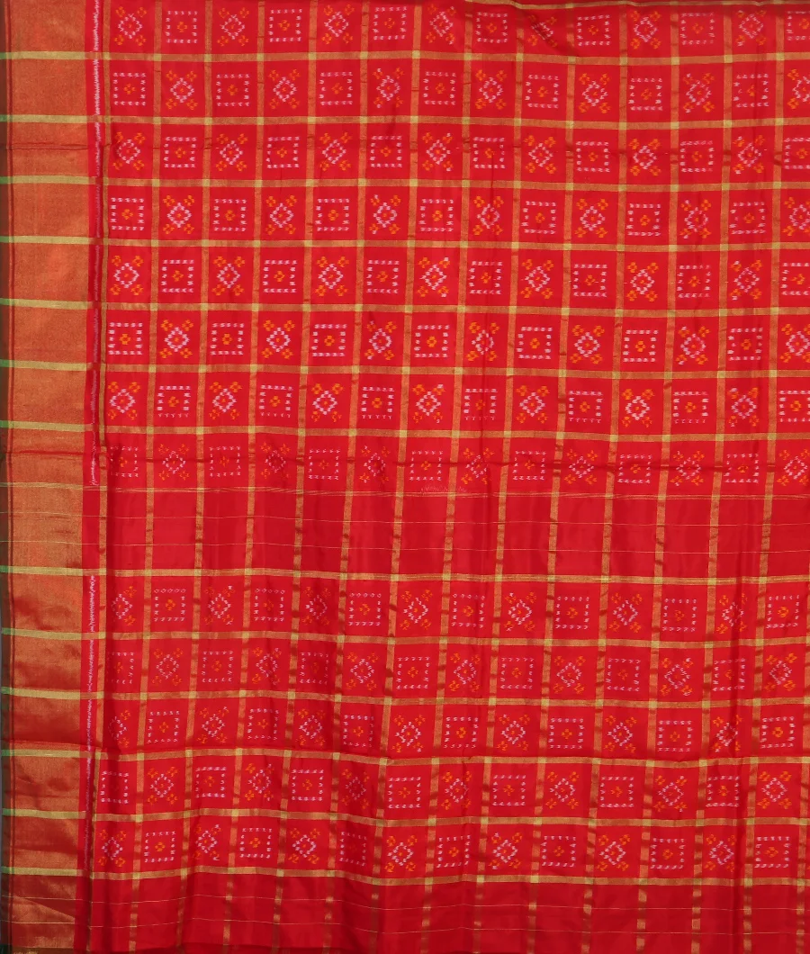 Red IKat Silk Saree T3582374