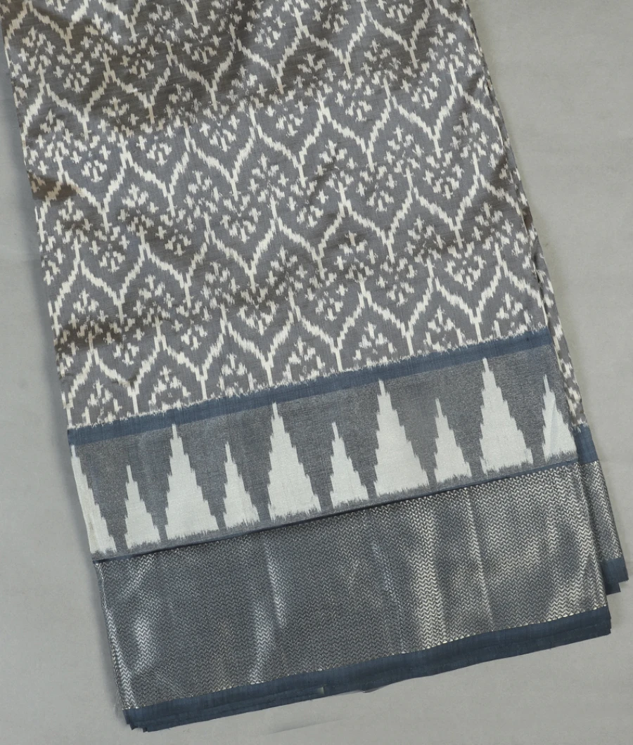 Grey IKat Silk Saree T464922-image