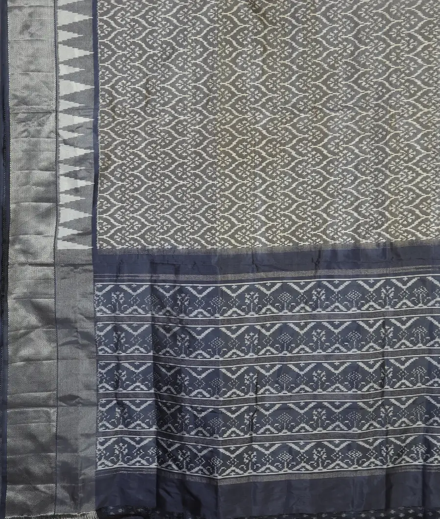 Grey IKat Silk Saree T4649224