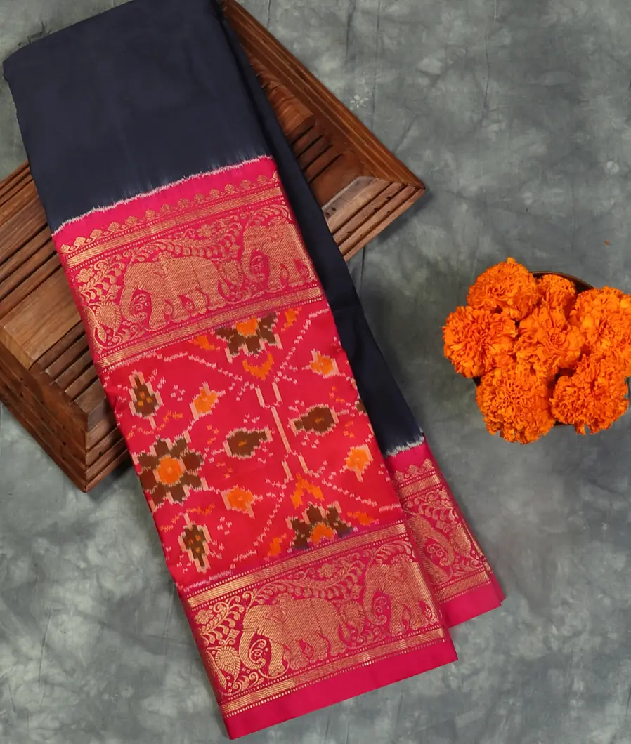 Blue Ikat Silk Saree T464974-image