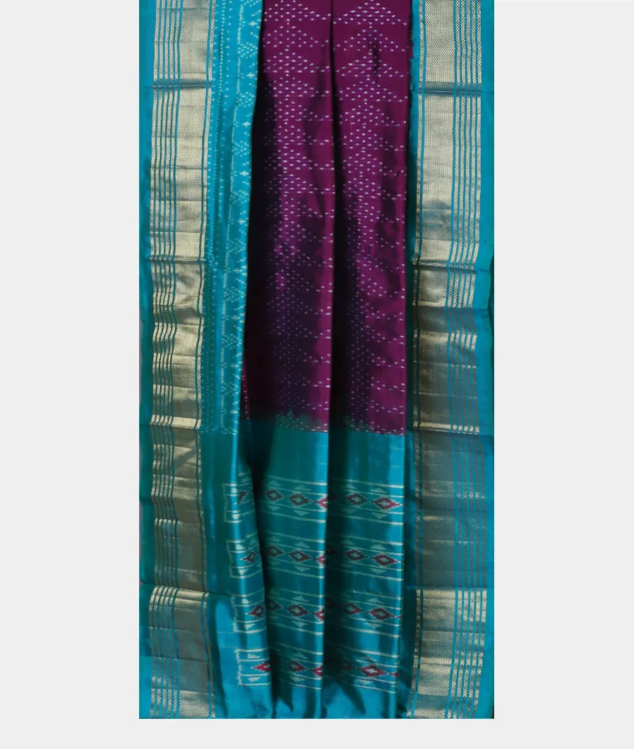 Purple IKat Silk Saree T4649132