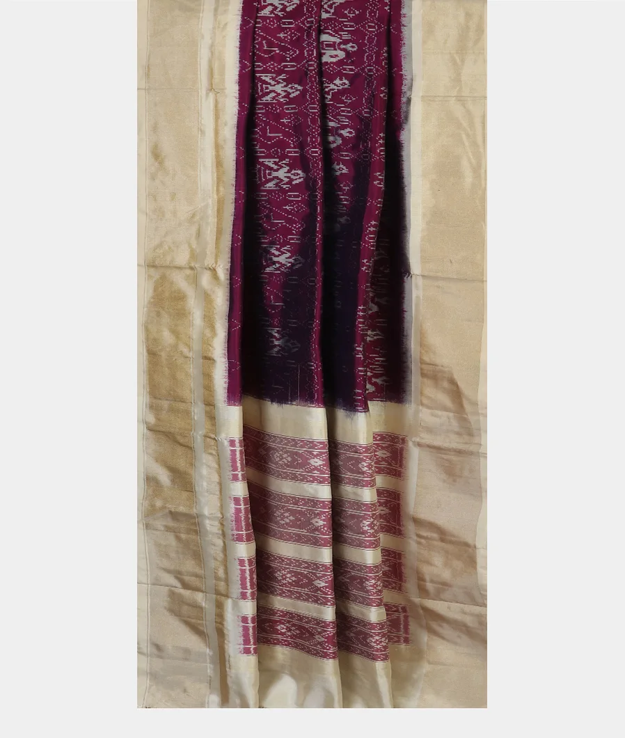 Purple IKat Silk Saree  T4649202