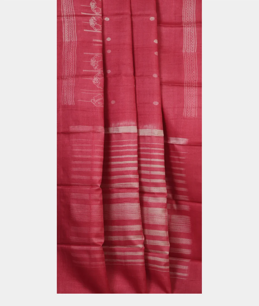 Pink Tussar Printed Saree T4650412