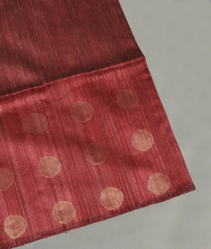 Red Handwoven Tussar Saree T463917-image
