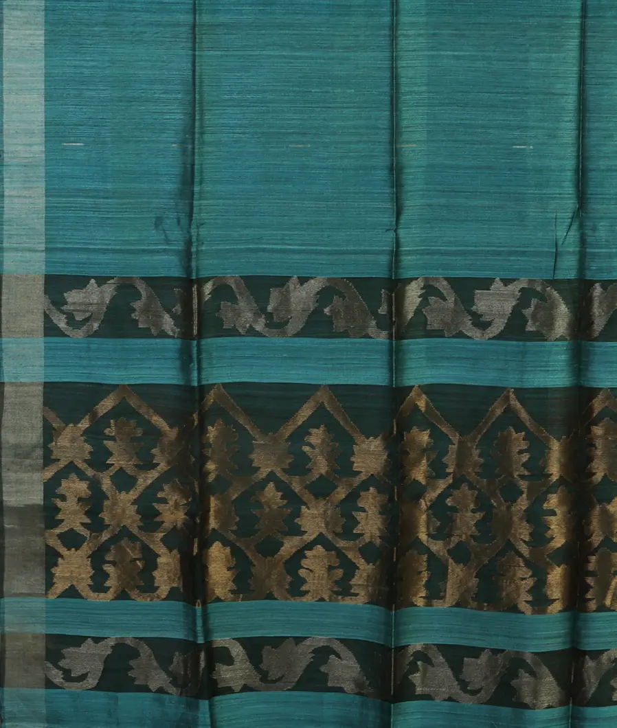 Blue Handwoven Tussar Saree T4639284