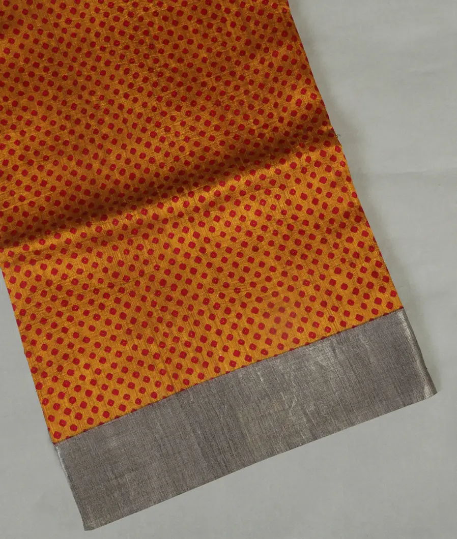 Yellow Tussar Printed Saree T416179-image