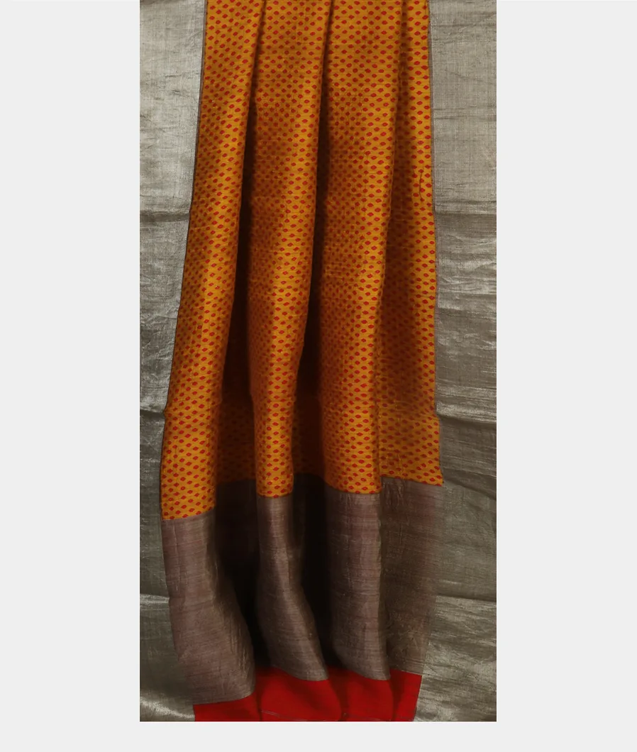 Yellow Tussar Printed Saree T4161792