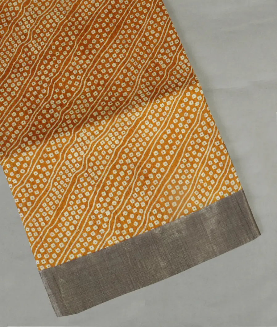 Yellow Tussar Printed Saree T404830-image