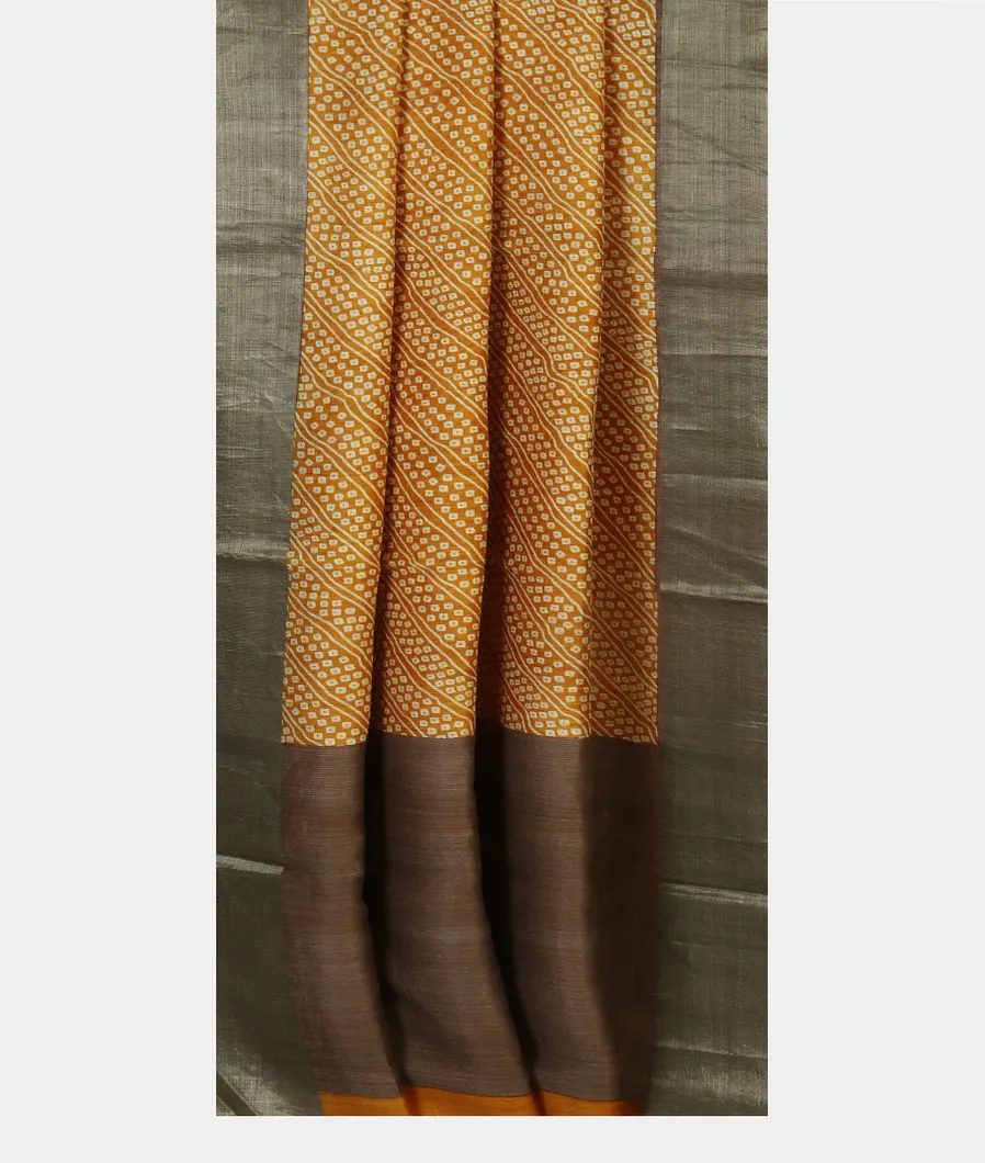 Yellow Tussar Printed Saree T4048302