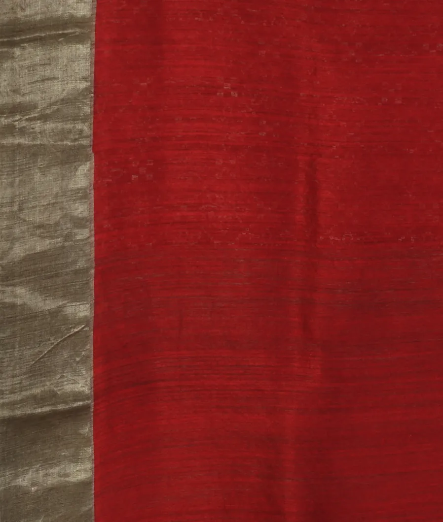 Red Tussar Printed Saree T4518163