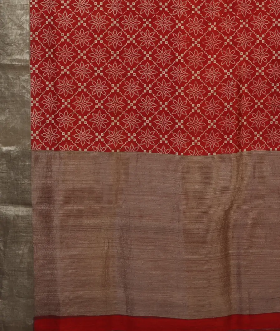 Red Tussar Printed Saree T4518164