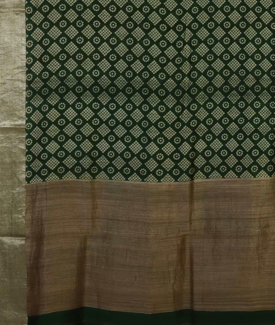 Green Tussar Printed Saree T4518154