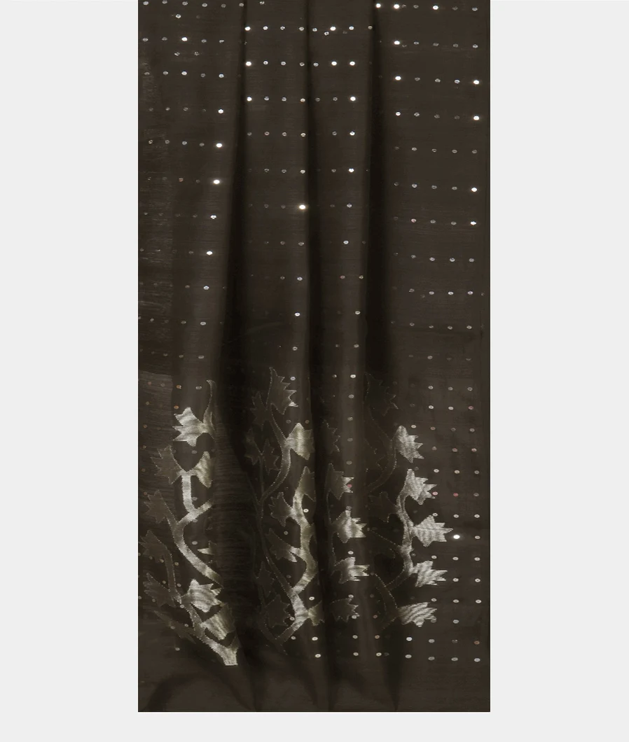 Black Handwoven Tussar Saree T4639832