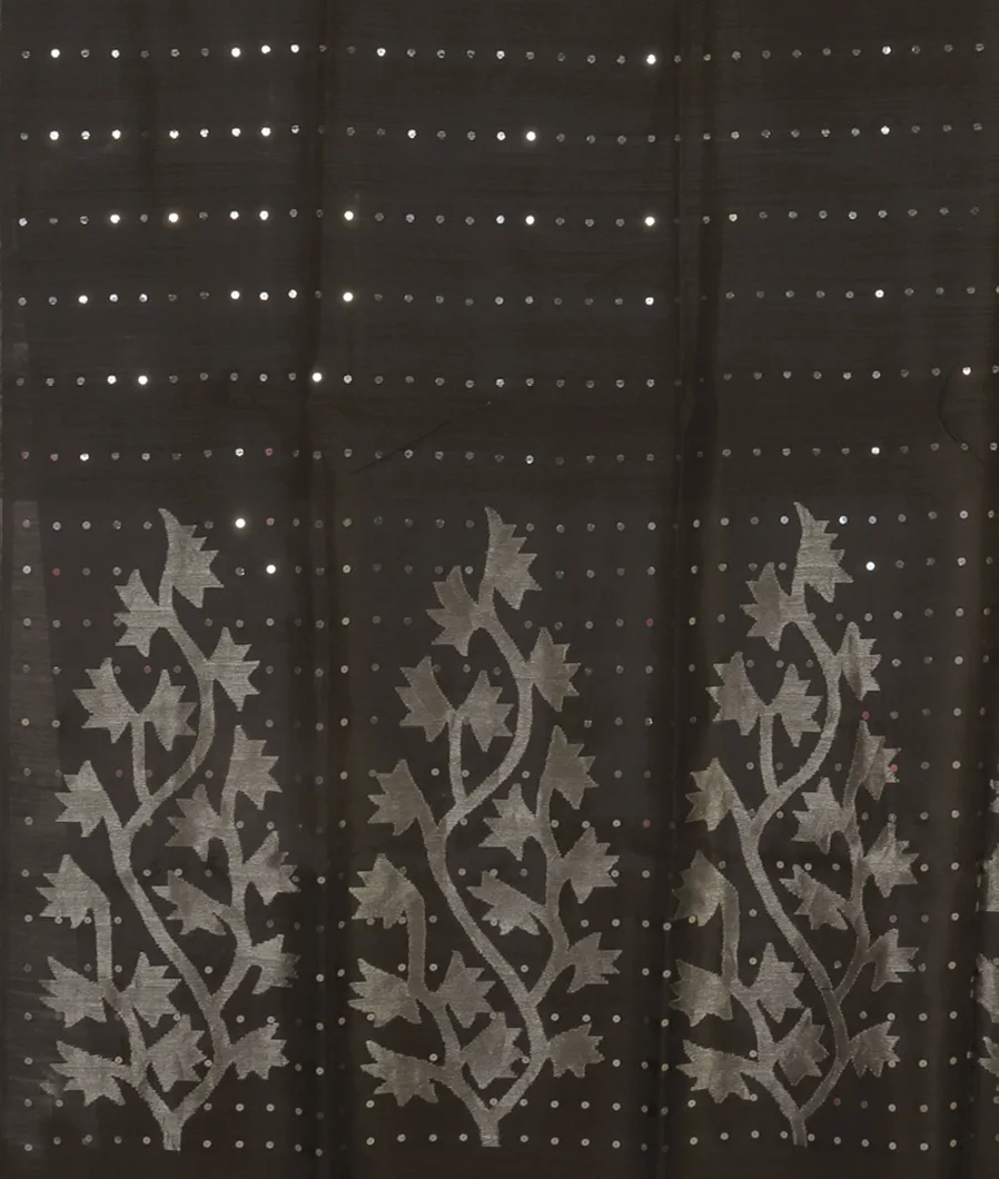 Black Handwoven Tussar Saree T4639834