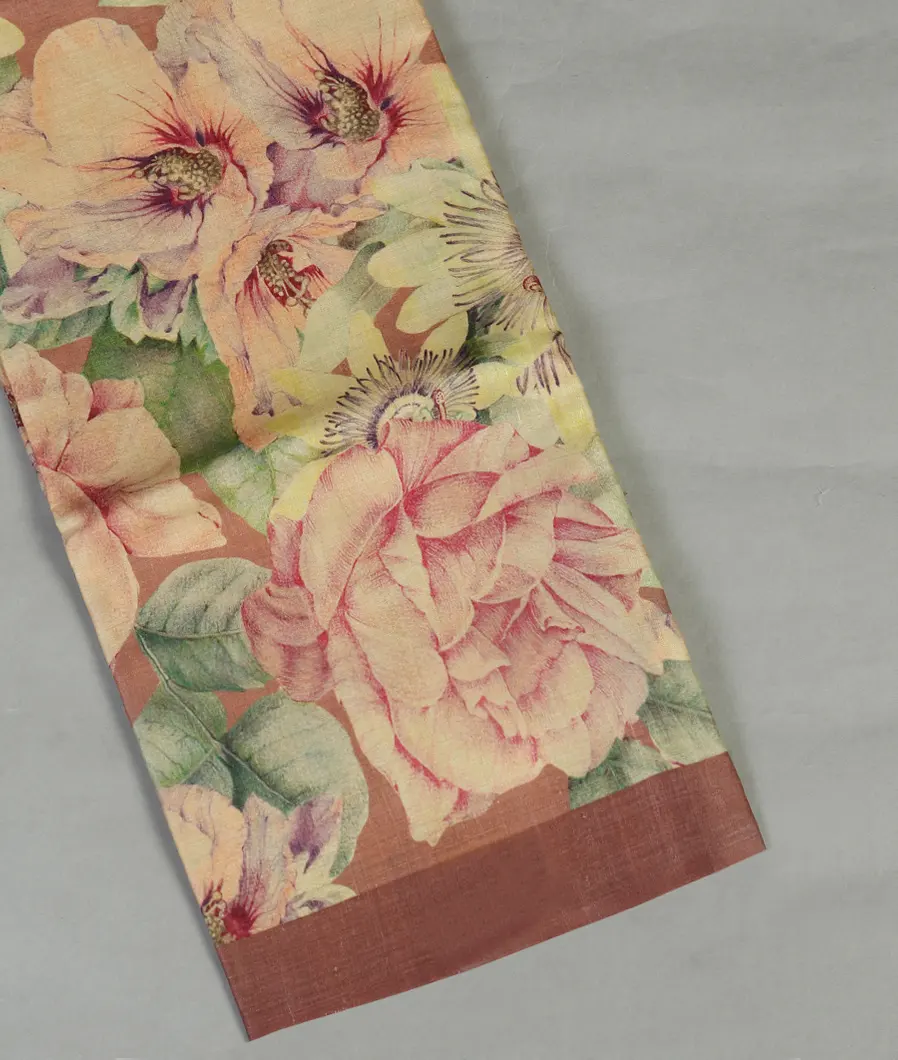 Brown Tussar Printed Saree T324250-image