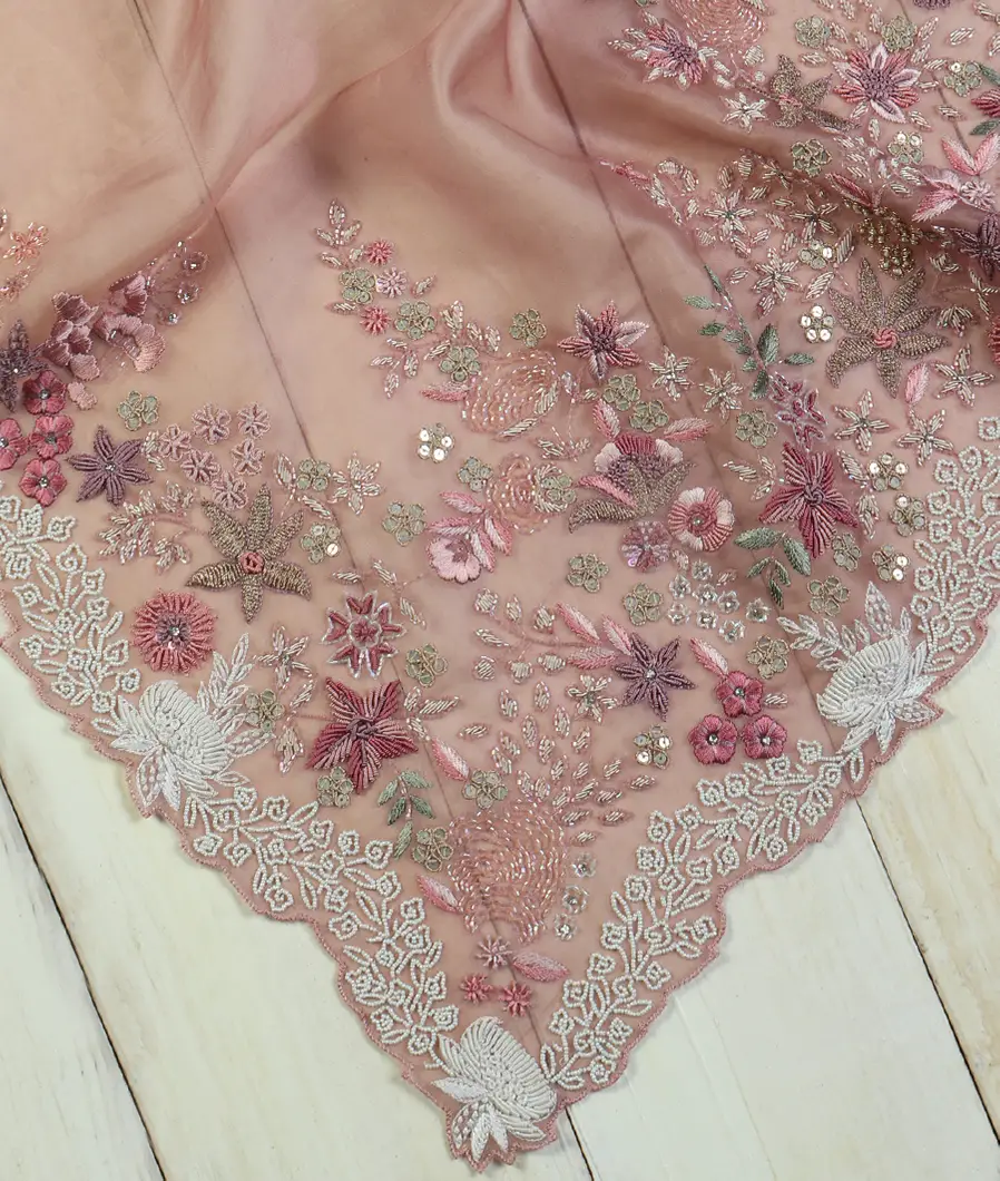 Pink Kora Organza Hand Embroidery Saree T430530-image