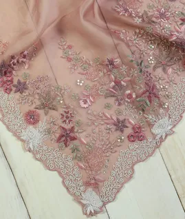 Pink Kora Organza Hand Embroidery Saree T4305301