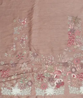 Pink Kora Organza Hand Embroidery Saree T4305303