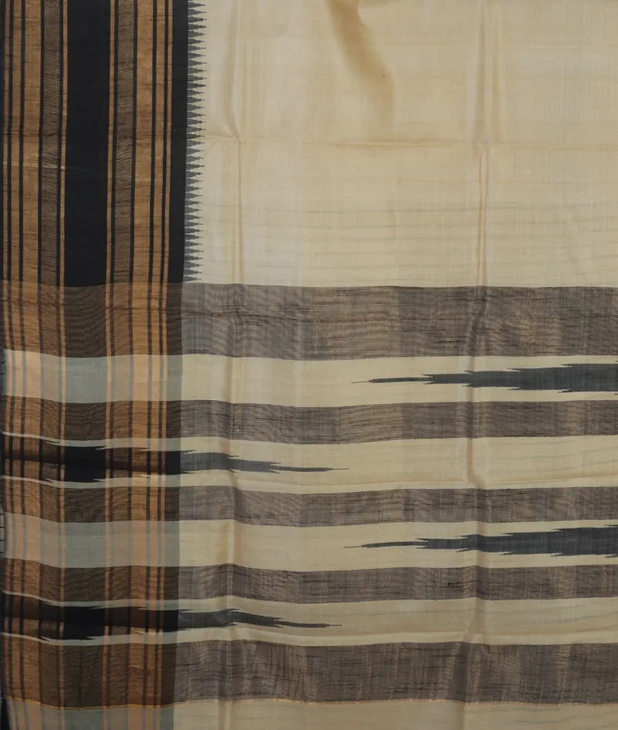 Beige Woven Tussar Saree T3823445