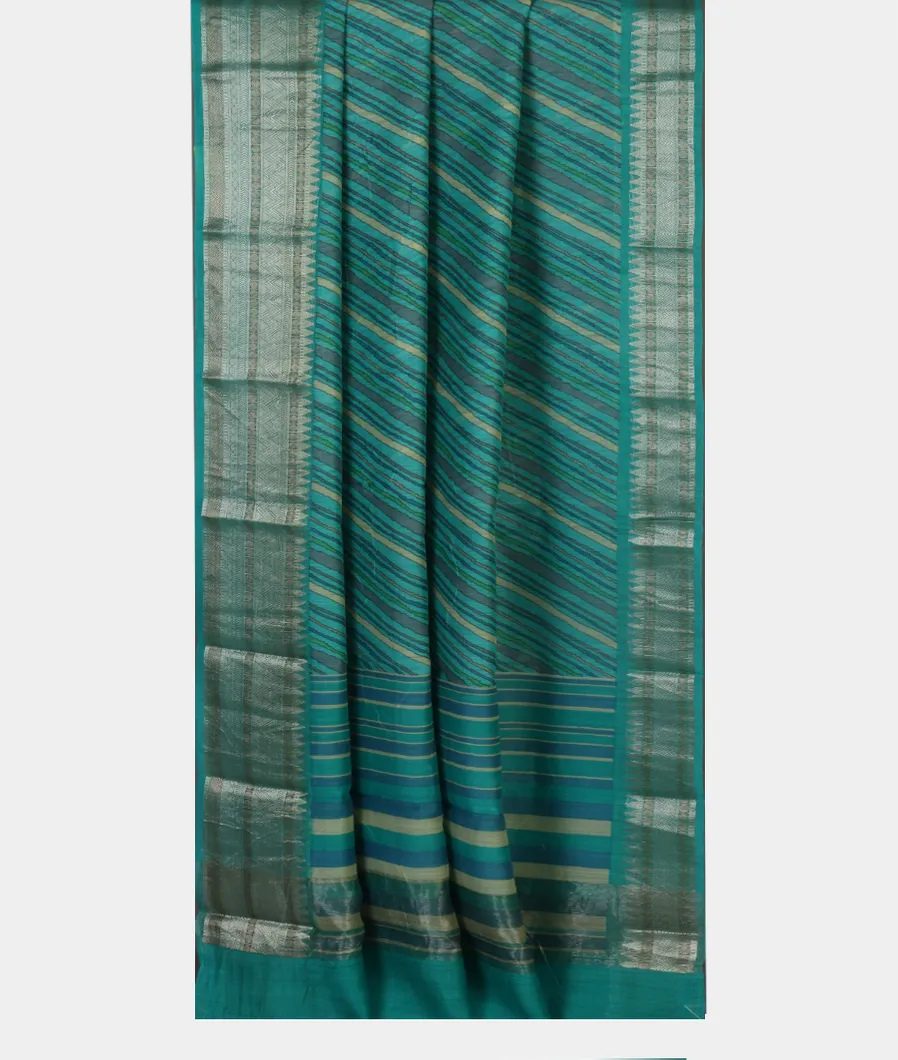 Blue Tussar Printed Saree T4647652