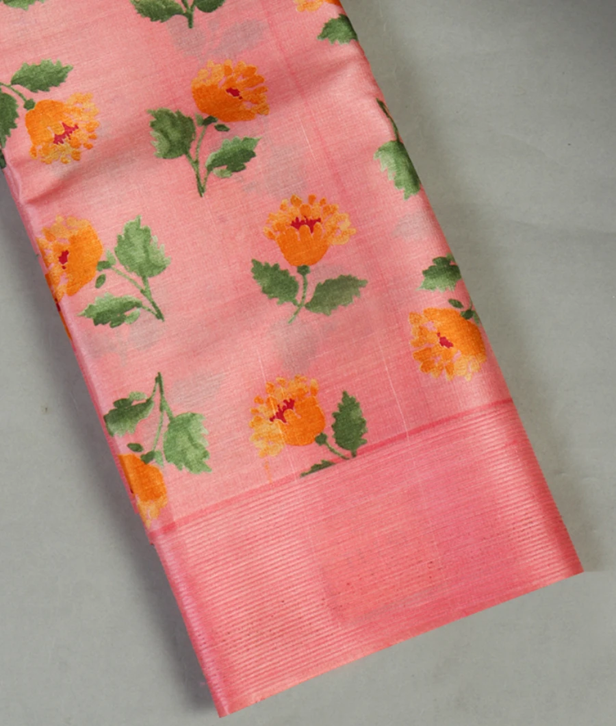 Pink Tussar Printed Saree T456562-image