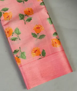 Pink Tussar Printed Saree T4565621