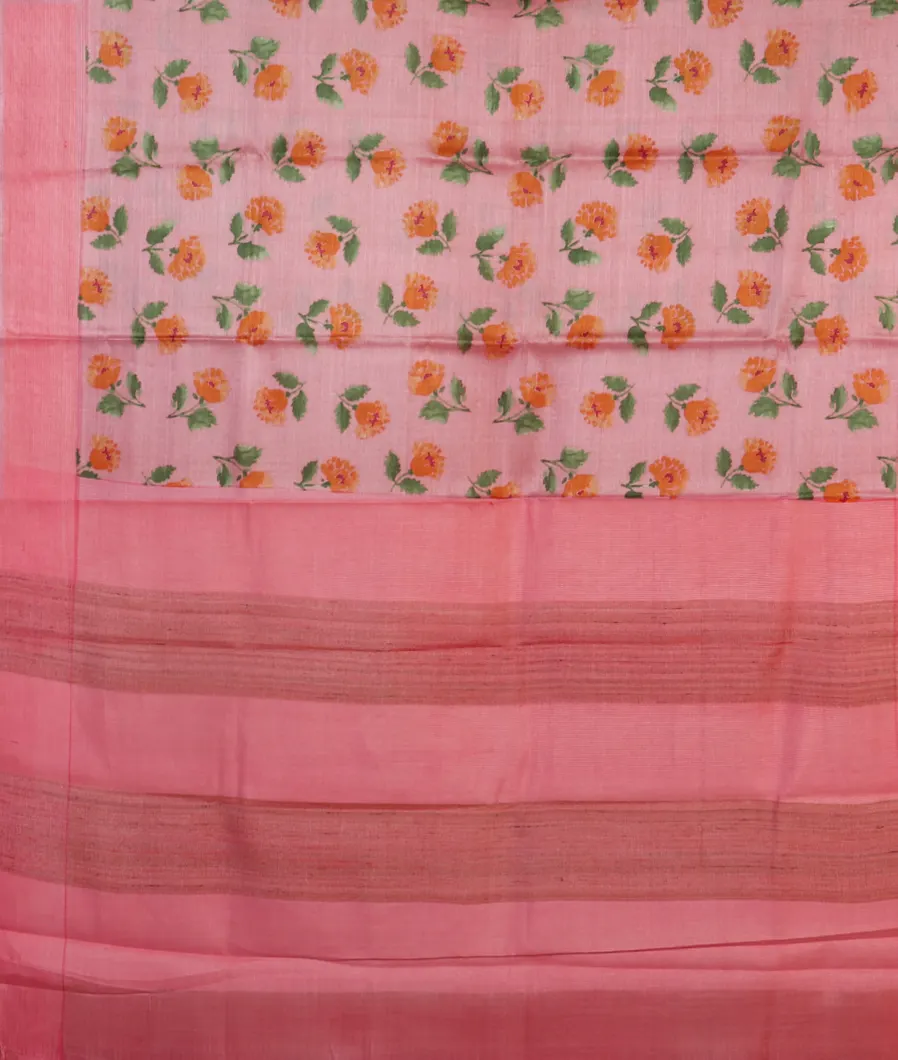 Pink Tussar Printed Saree T4565624