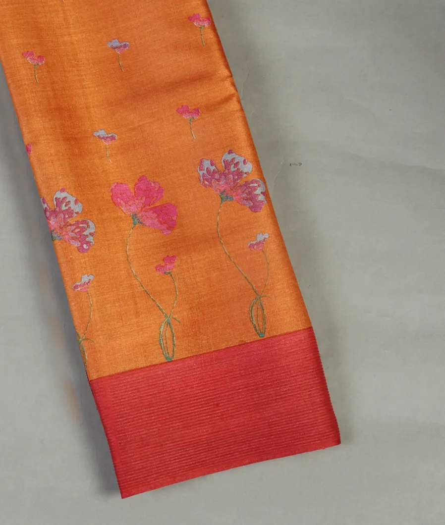 Yellow Tussar Printed Saree T462041-image