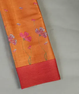 Yellow Tussar Printed Saree T4620411