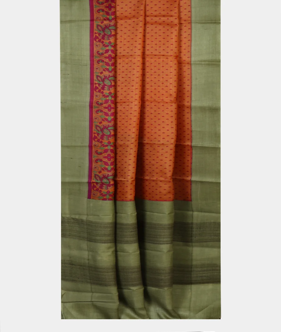 Yellow Tussar Printed Saree T3889432