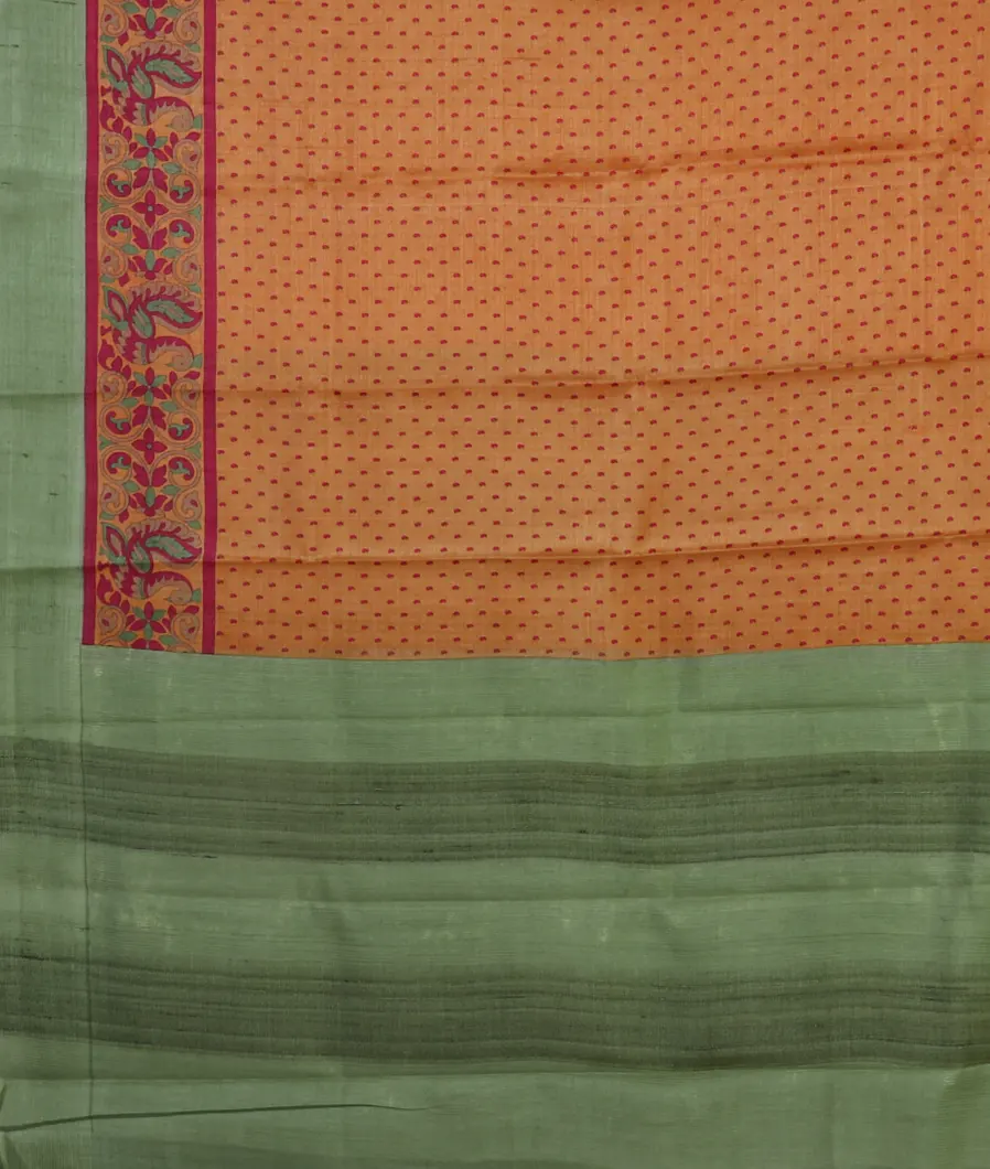 Yellow Tussar Printed Saree T3889434