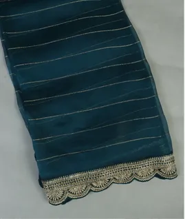 Blue Organza Embroidery Saree T4326971