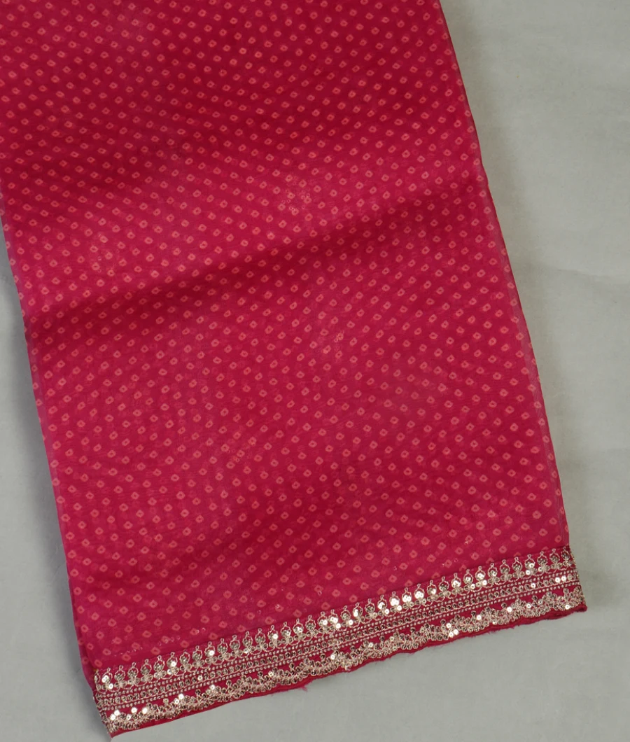 Pinkish Red  Organza Embroidery Saree T463085-image
